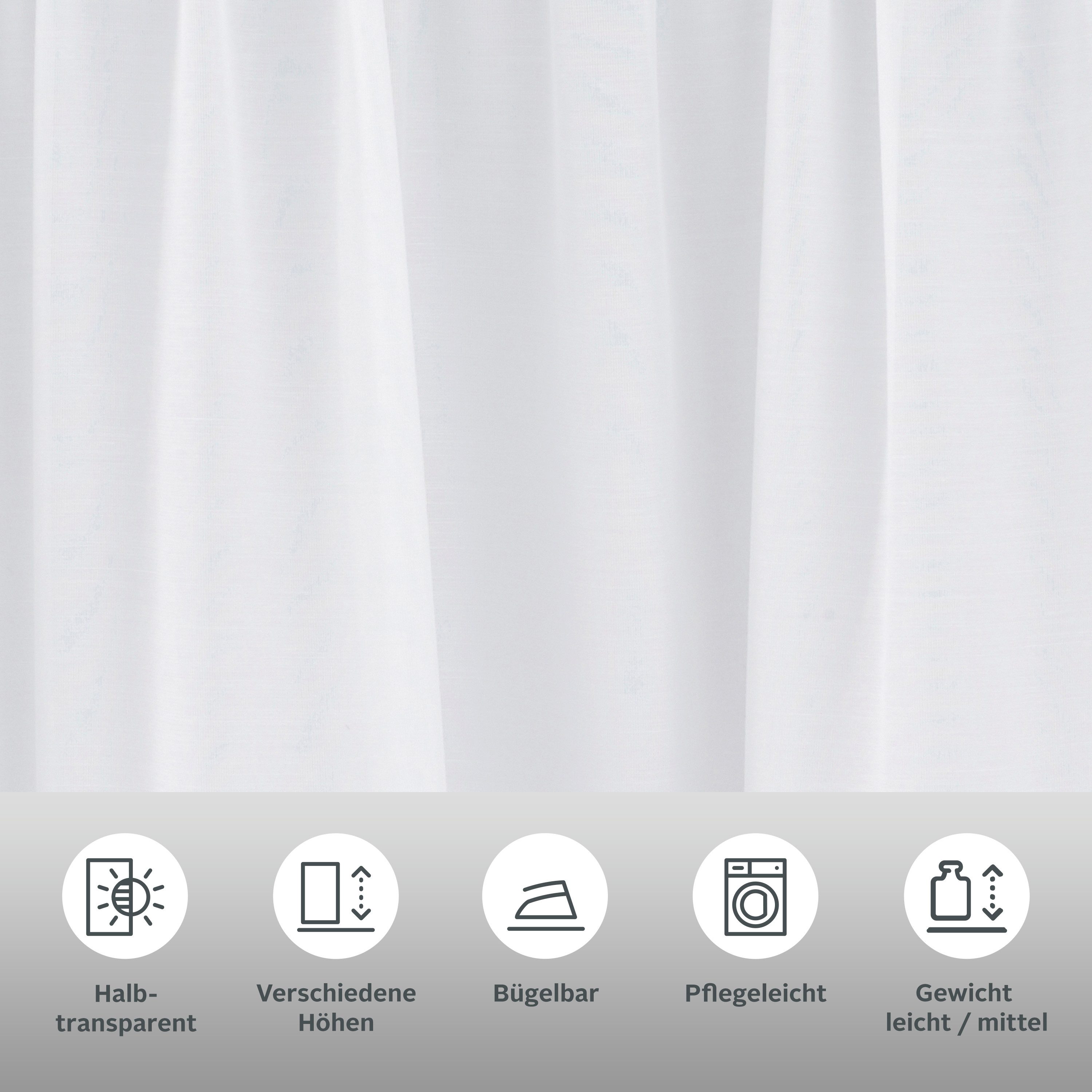 my home Gardine Malin (2 St), Kräuselband, halbtransparent, Voile, halbtran günstig online kaufen