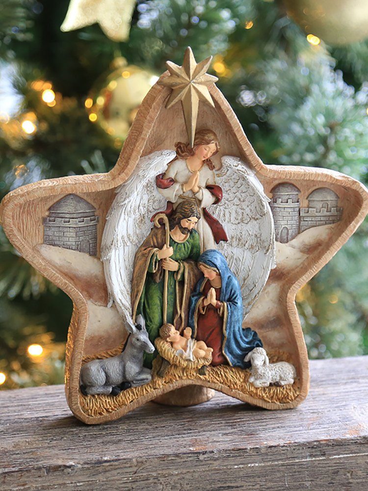 Familie Krippe heilige Advent Handbemalte 23,5cm W1 Krippe Home Fanci (1-tlg), Weihnachtskrippe Weihnachtsdeko Dekoration groß ca. Krippenzubehör,