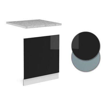 Vicco Blende Geschirrspülblende+Arbeitsplatte R-Line Weiß Schwarz Hochglanz 60 cm, Zubehör für teilintegrierte Geschirrspüler