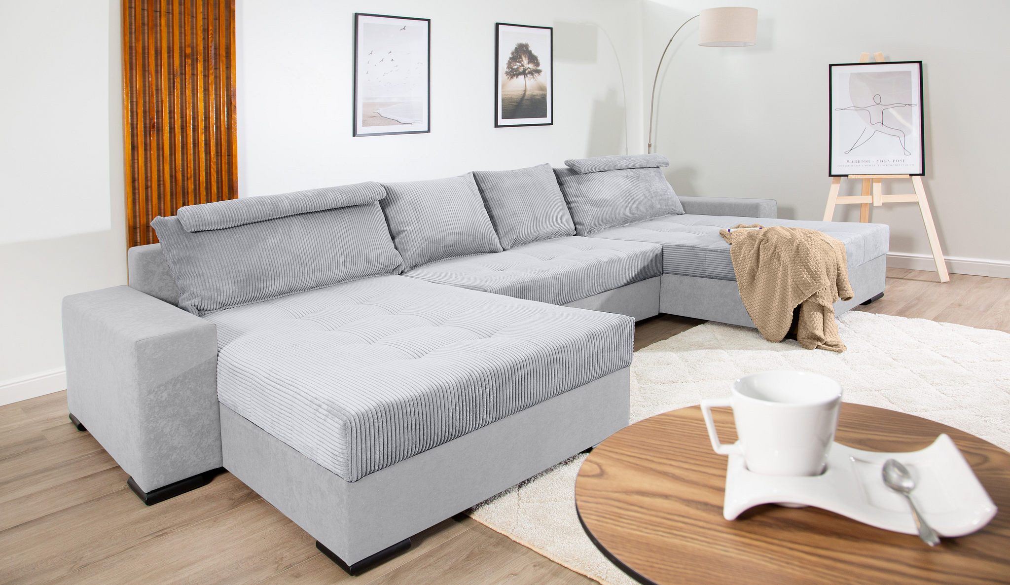 COLLECTION AB Wohnlandschaft Josy XXXL-Relax U-Form, B: 352 cm, Schlaffunktion, Bettkasten & 2 Nackenkissen, Federkern