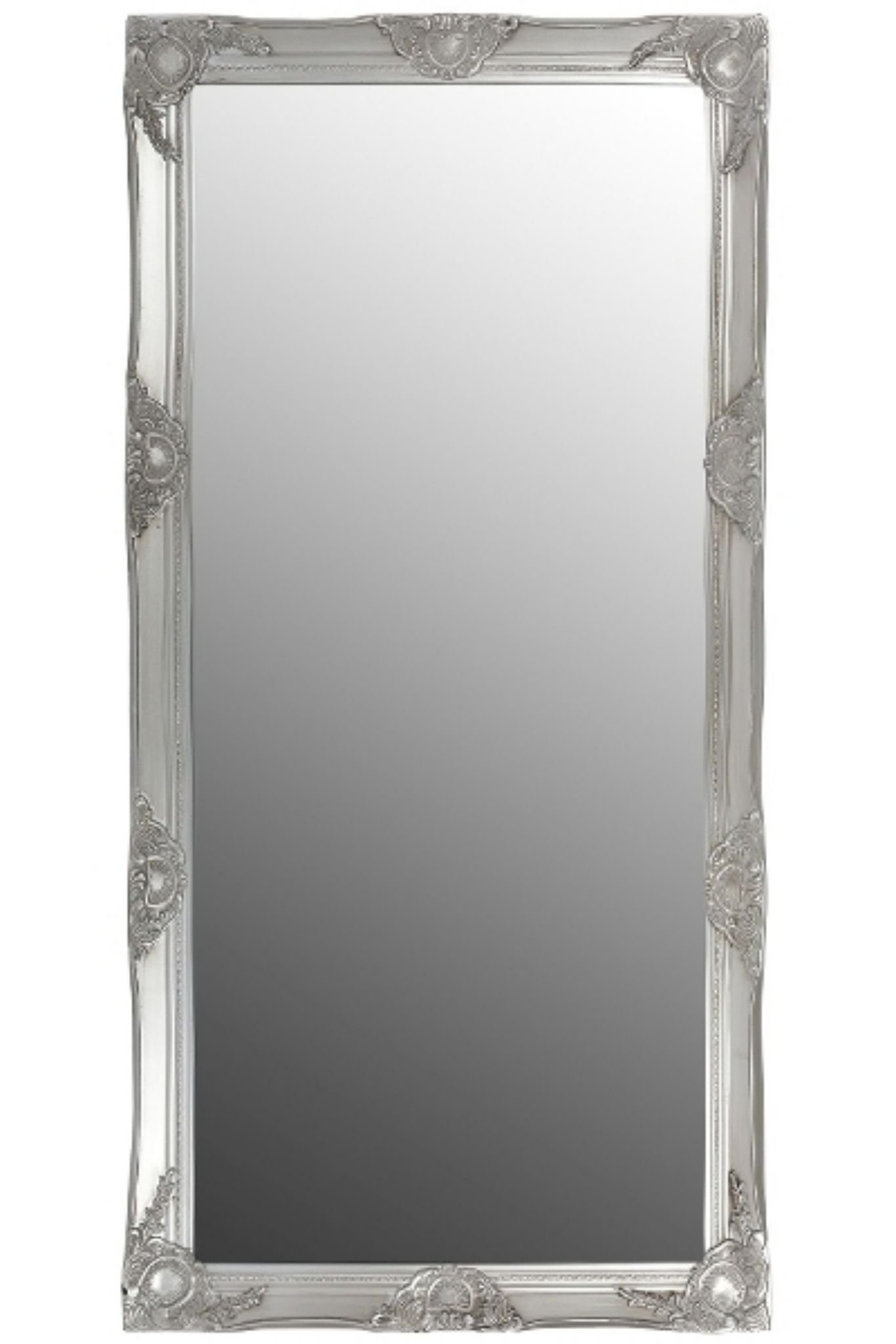 Spiegel Wandspiegel silber Barock silber Spiegel: 187cm, elbmöbel Ganzkörperspiegel 187x62x7