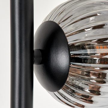 hofstein Stehlampe Stehlampe aus Metall/Riffelglas in Schwarz/Rauch/Bernstein, ohne Leuchtmittel, Leuchte, Glasschirme (10cm, 15cm),Schalter, 3x G9, ohne Leuchtmittel