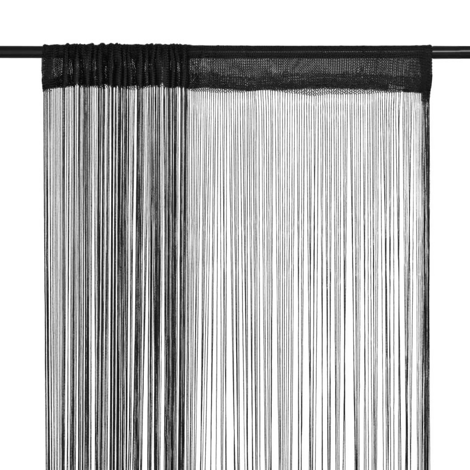 Vorhang Fadenvorhänge 2 Stk. 100 x 250 cm Schwarz, vidaXL, (2 St)