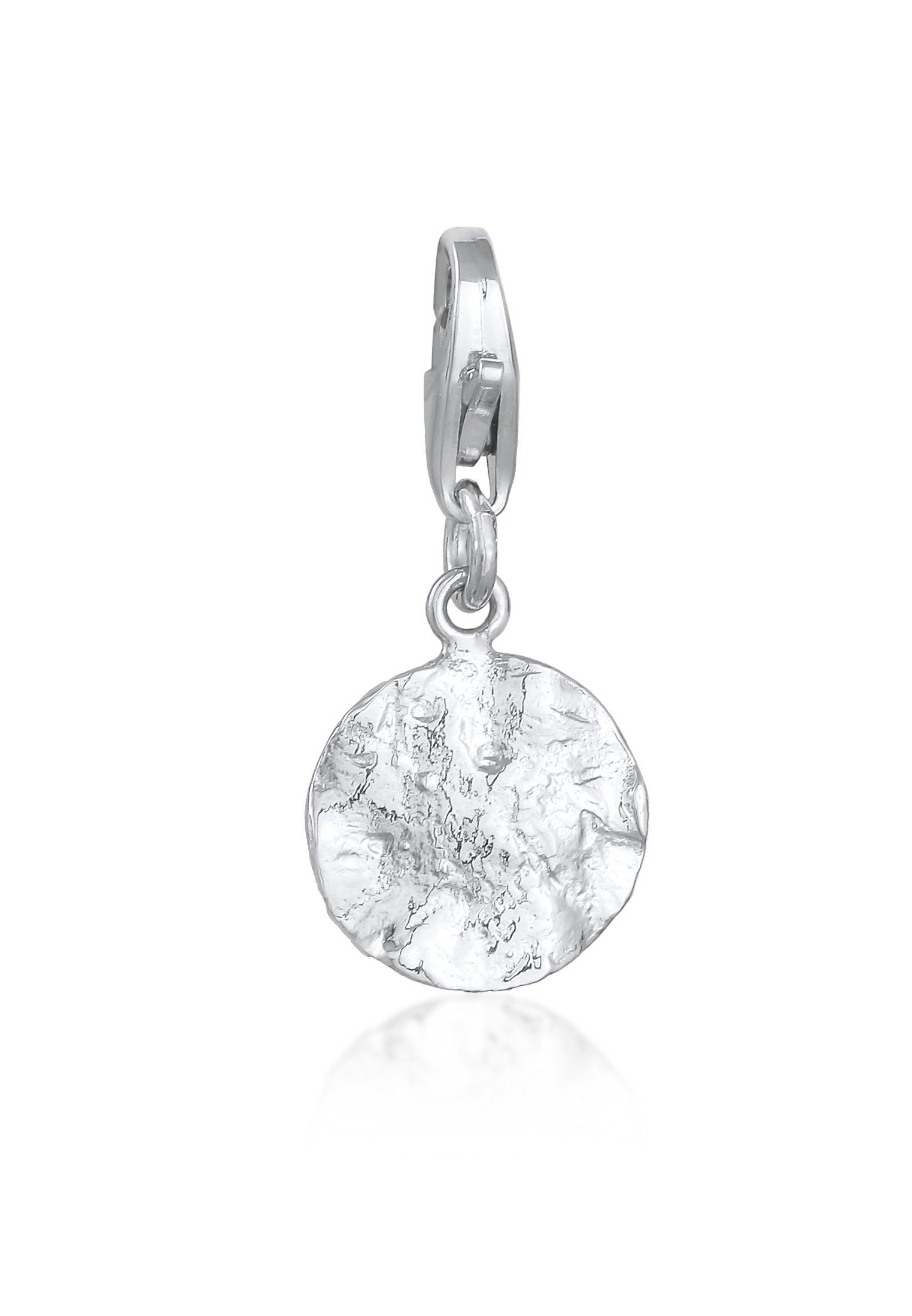 Nenalina Charm-Einhänger Disc Plättchen Rund gewellt 925 Silber, Plättchen