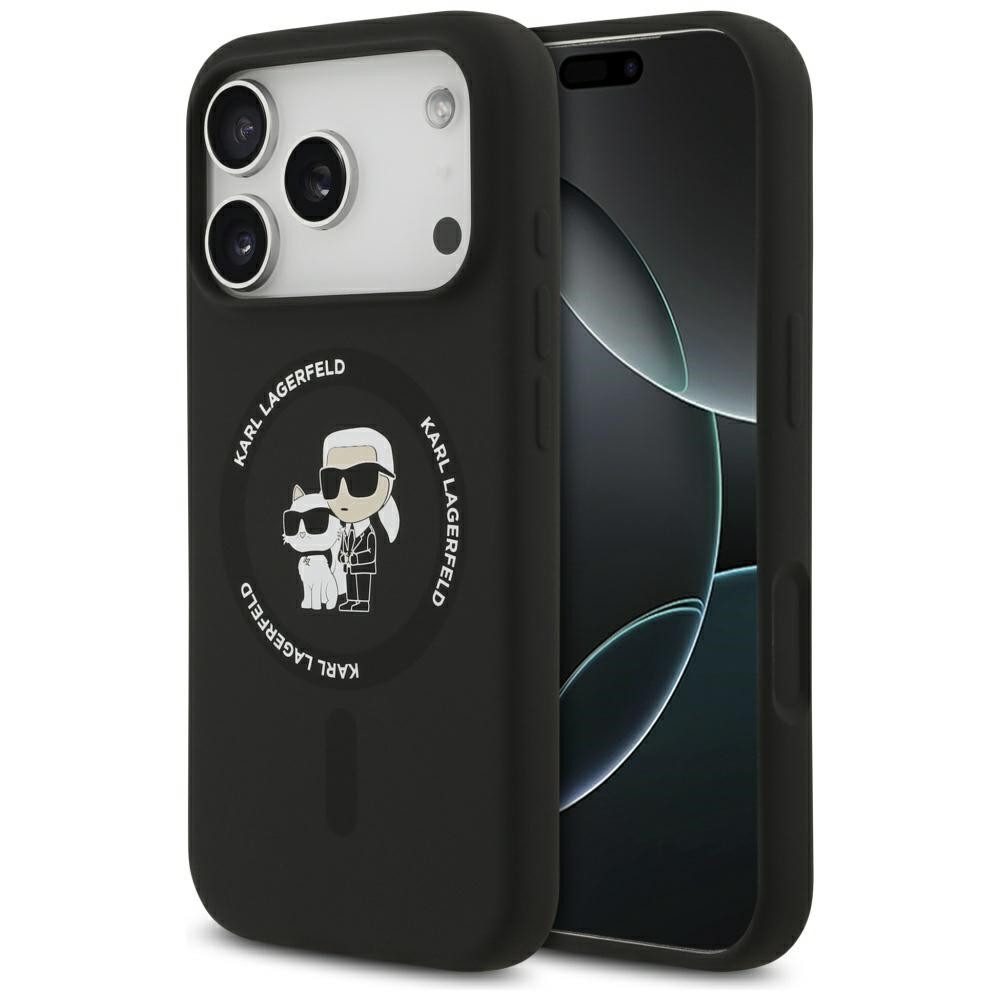 KARL LAGERFELD Handyhülle iPhone 17 Pro Max MagSafe Silikon schwarz Logo 6,9 Zoll, Kantenschutz