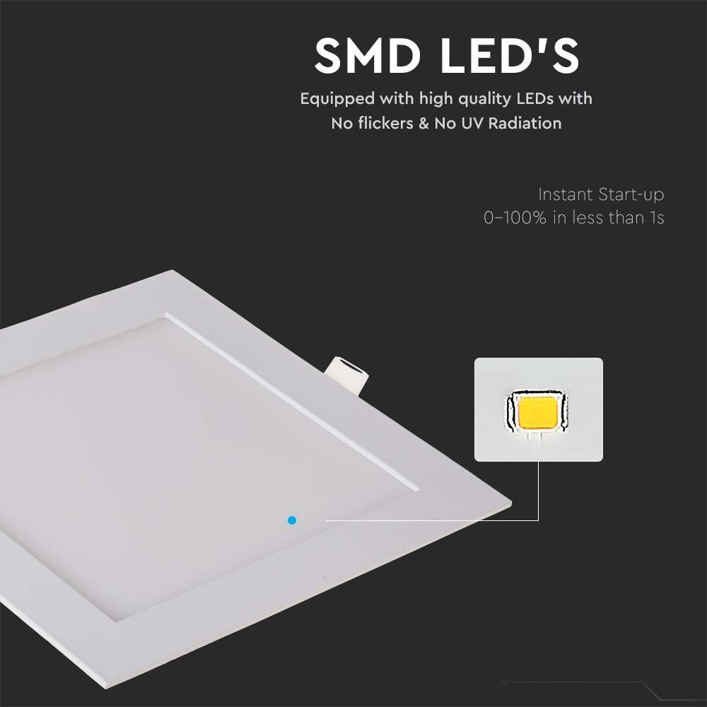 V-TAC LED Panel 18 Watt LED Panel Ultra Slim Einbauleuchte Quadrat Eckig 22,5 x 22,5, Kaltweiß, LED Panele Unterputz 12 Watt Kaltweiß, 225x225x25mm, Form: eckig