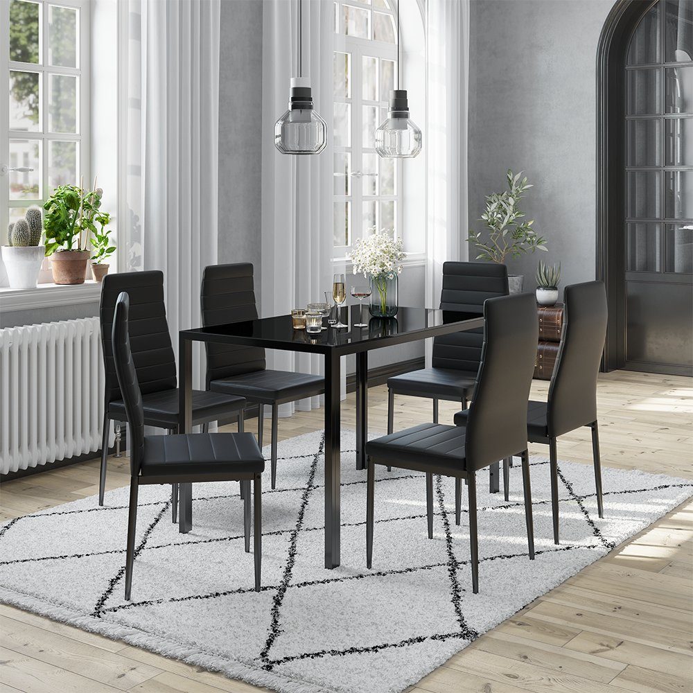 Vicco Essgruppe Grand, Schwarz, 120 x 75 cm 6er Set