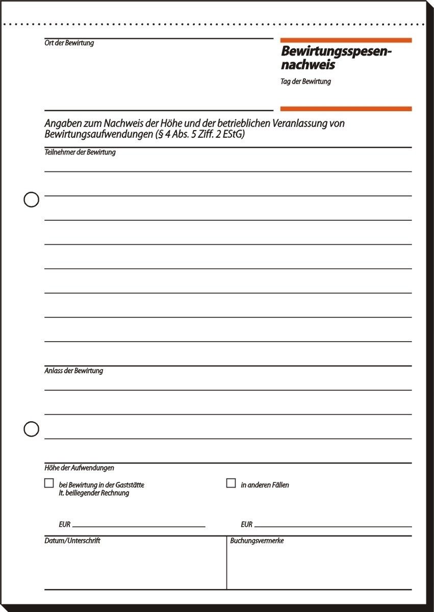 Thumbnail - Sigel Formularblock Formularbuch Bewirtungsspesennachweis A5 50 Blatt