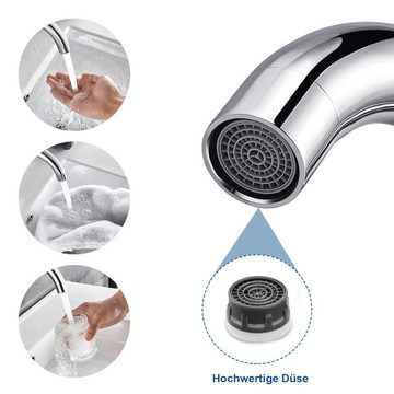 Auralum Waschtischarmatur 2PCS Wasserhahn Waschbecken Einhebel Mischbatterie Badarmatur 360°