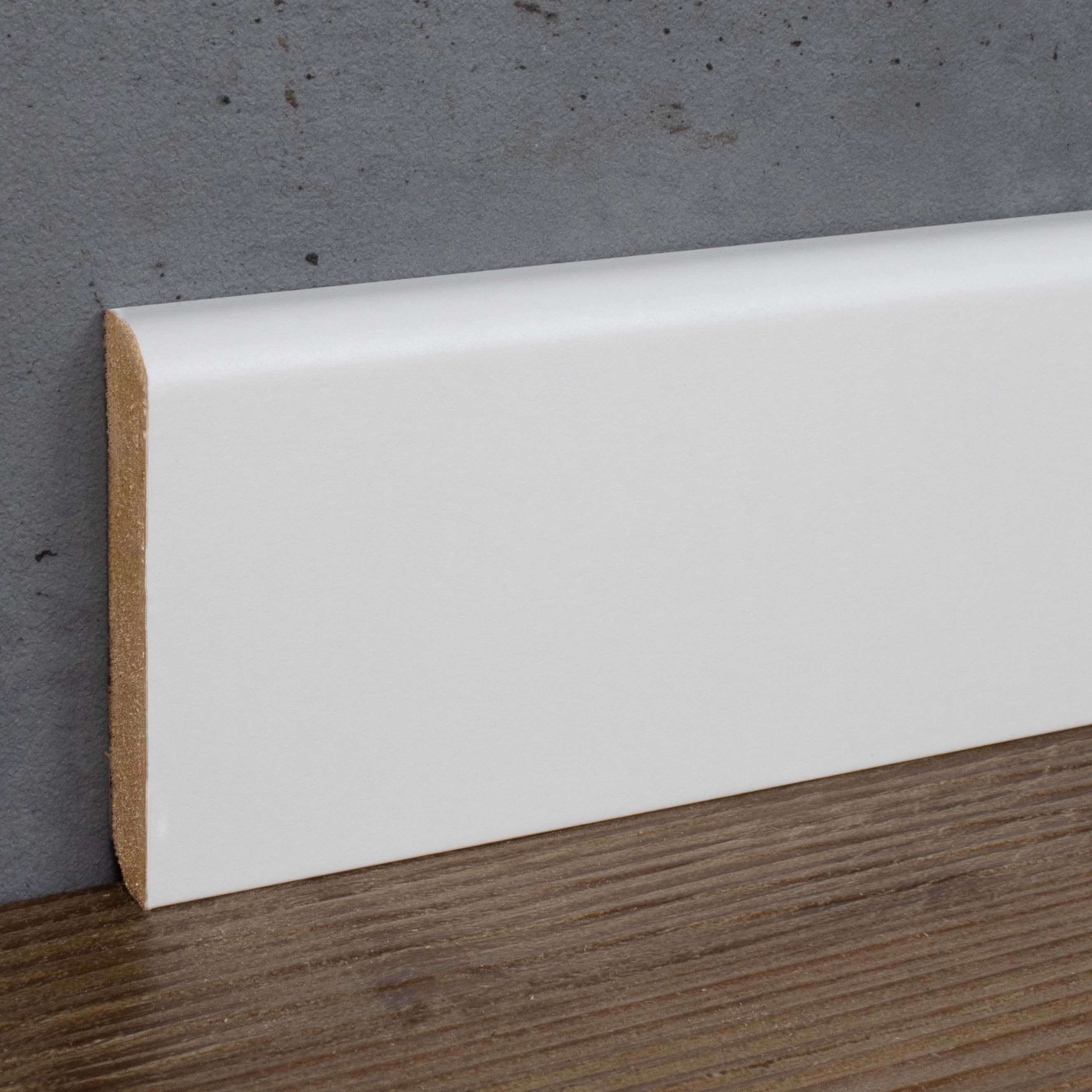 PROVISTON Sockelleiste MDF, 10 x 58 x 2500 mm, Weiß, Fußleiste, MDF foliert