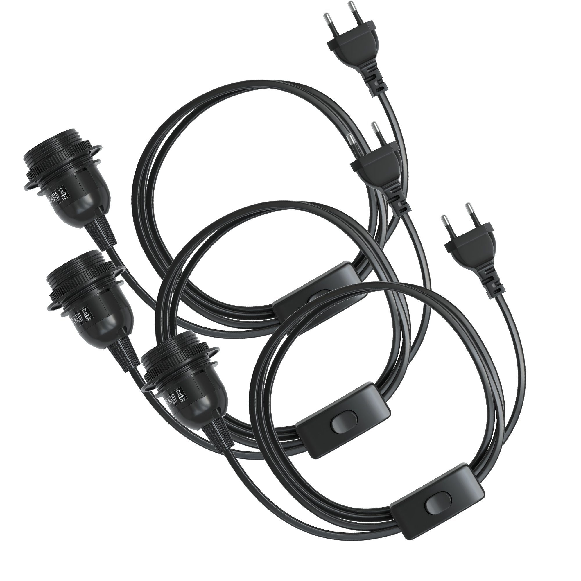 Lampenfassung E14 mit Schalter 3,5m Kabel Stecker schwarz
