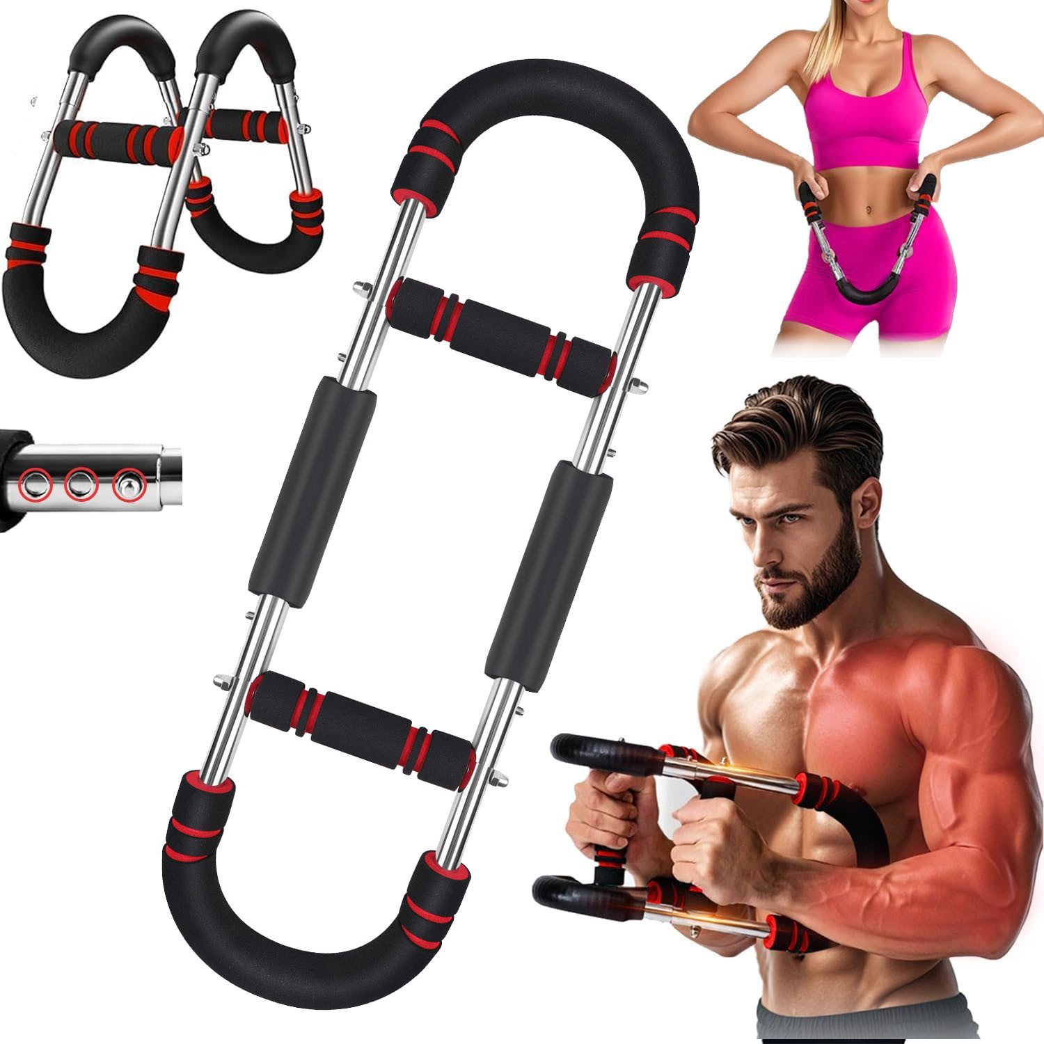 JOYOLEDER Multitrainer Twister Armtrainer Biegehantel, Verstellbares Brust Trainingsgerät &, (Muscle fit Gerät (30-50 kg / 70-110 lb), Tragbarer Power Twister, mit abnehmbarem Design, Trainingsgeräte für Zuhause, Büro & Reise)