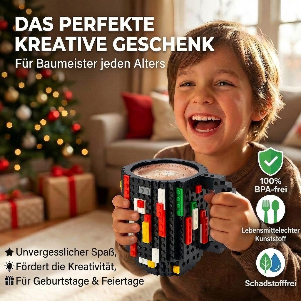 Goods+Gadgets Tasse GOODS+GADGETS LEGOTasse Baustein - kaffee&kinder becher, 350ml, Polycarbonat, Kaffeetasse Kaffee-Becher 350ml