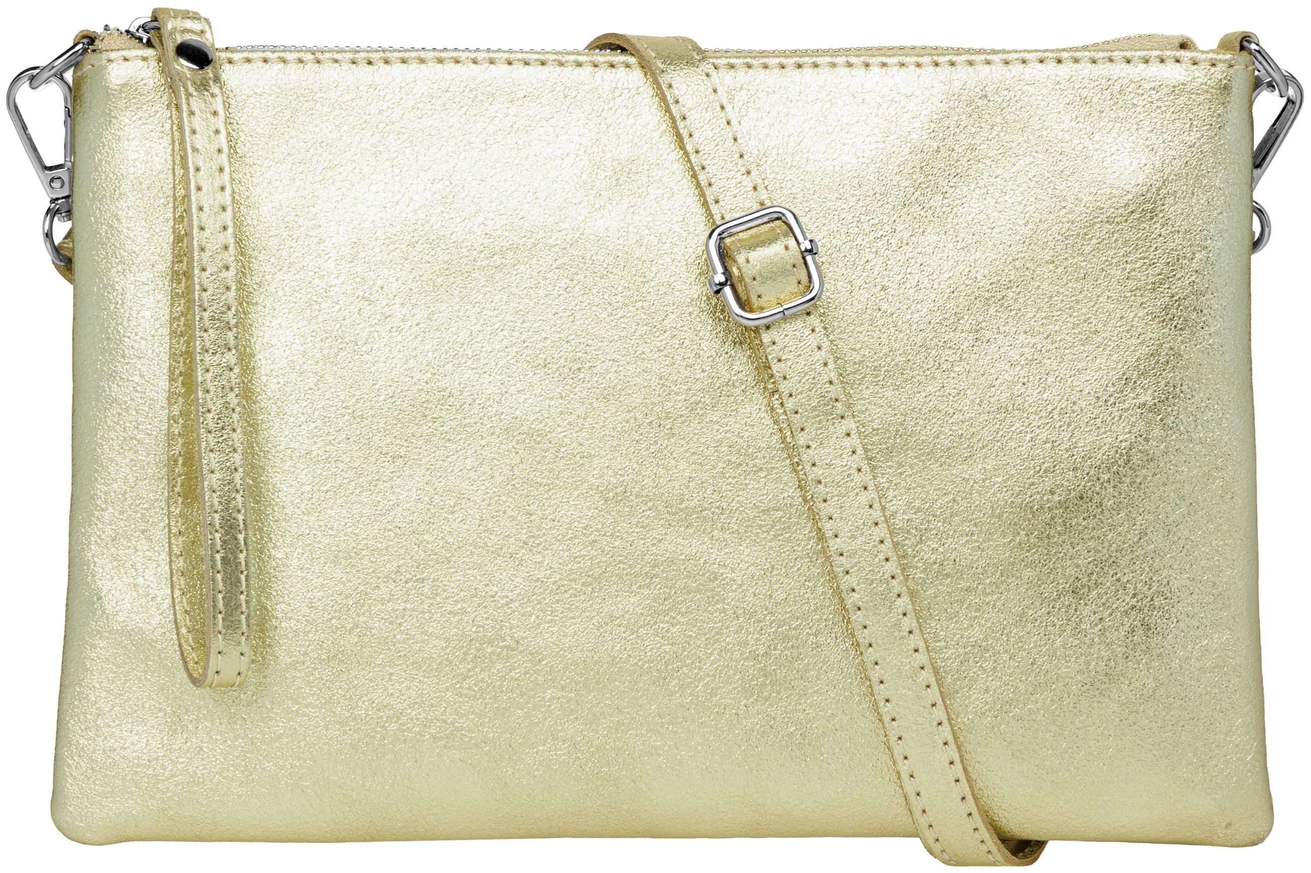 Caspar Clutch XL Leder Umhängetasche Damen Tasche - CLASSIC LINE - Modell No.843, leicht, elegant & langlebig- 100% Echtleder - Handmade in Italy
