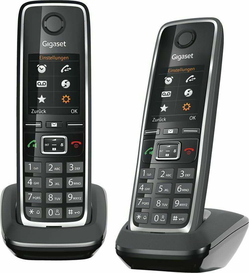 Gigaset GIGASET C530HX Duo schwarz DECT Mobilteile Schnurloses DECT-Telefon (Mobilteile: 2, TFT-Farbdisplay & Freisprechen & Babyphone)