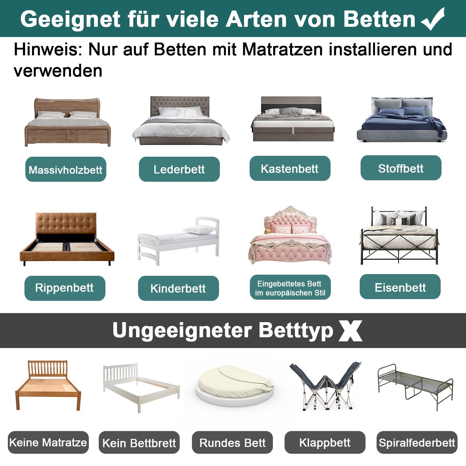 Rausfallschutz Bettschutzgitter für Verformbar Kinderbett, Grau UISEBRT