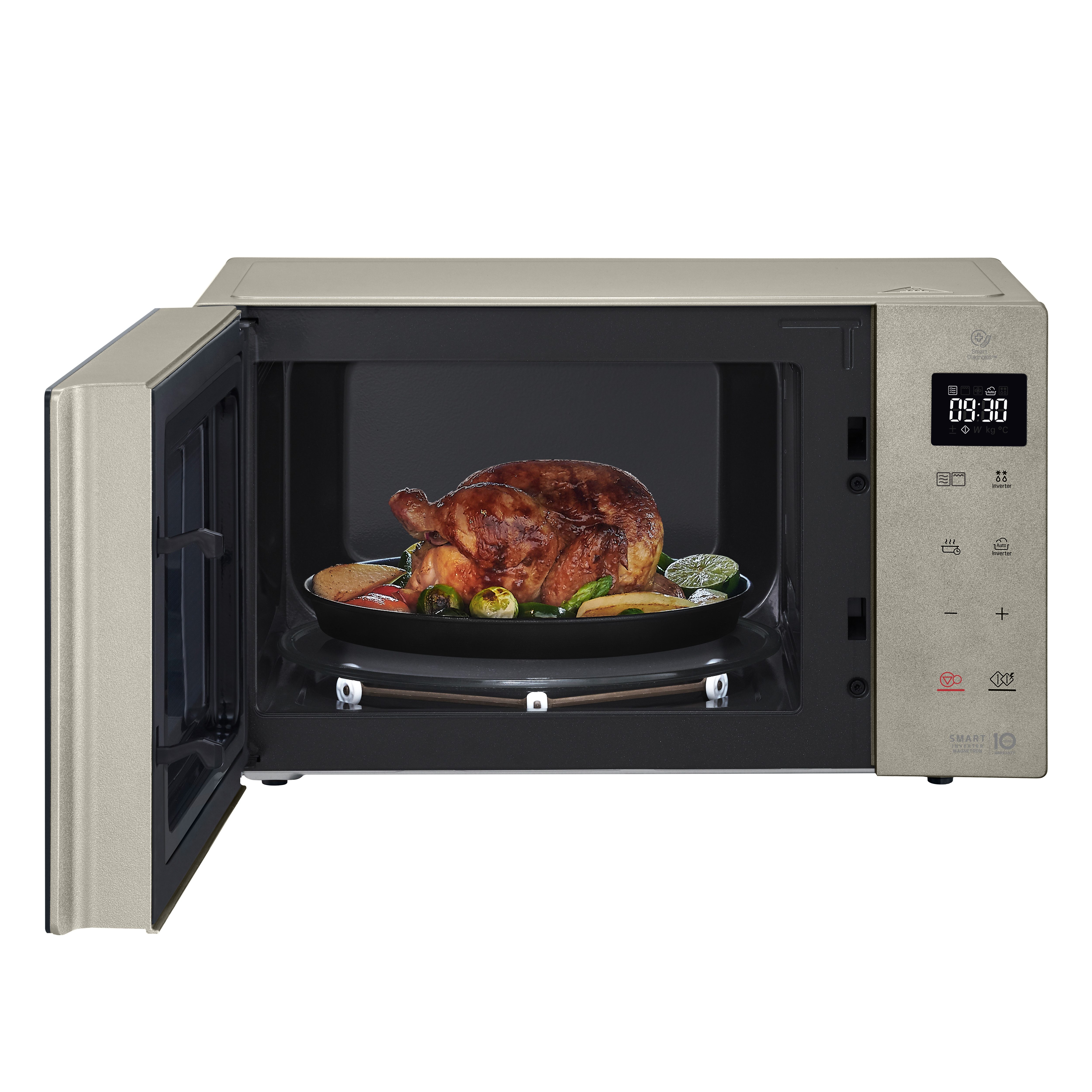 LG Mikrowelle MH 6535 NBS, (25 L, 1000 Watt) mit Quarzgrill, Smart Inverter Technologie & EasyClean, Grill, 25 l, echte Glasfront