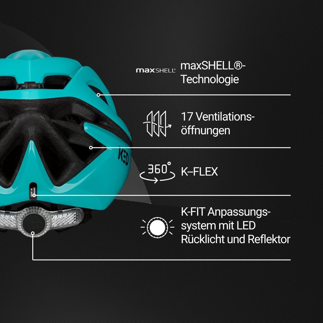 KED Fahrradhelm Spiri II Trend Allround Helm, LED Licht Und Reflektor, Optimierte Belüftung