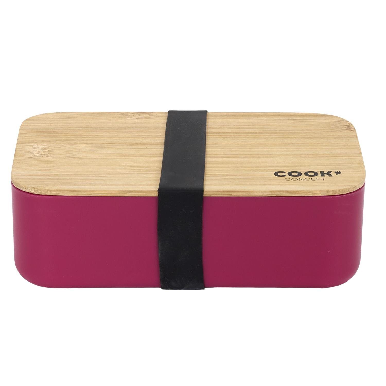 Bambus-Deckel Elasthan-Band CONCEPT Brotbox Set Bento violett Lunchbox, & COOK Brotzeit-Box Brotdose
