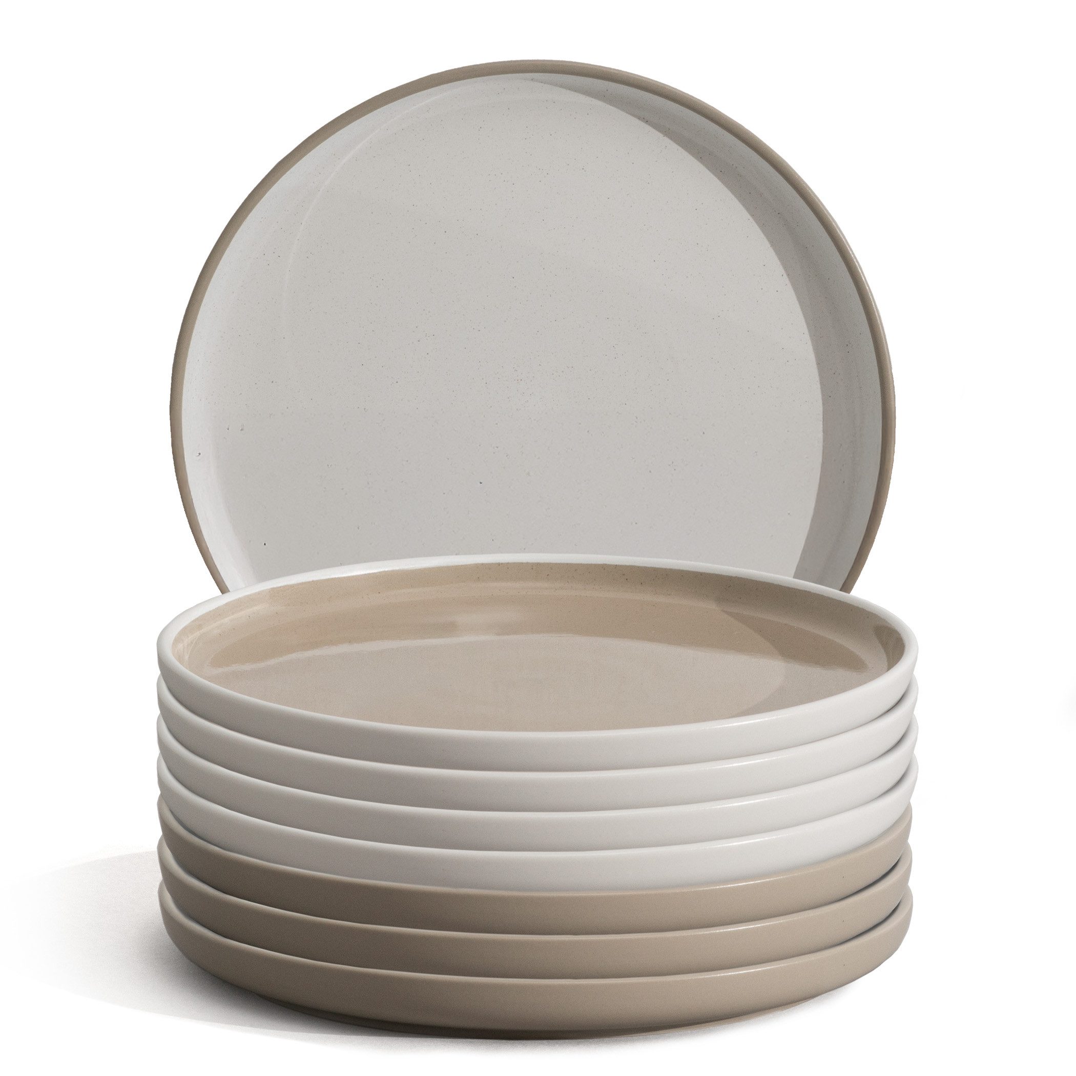 Hausfelder Geschirr-Set Steingut Teller Set 8 Personen Mix, Shadow Stone/Nordic Sand (8-tlg), 8 Personen, Steinzeug, spülmaschinen- & mikrowellengeeignet, Reaktivglasur