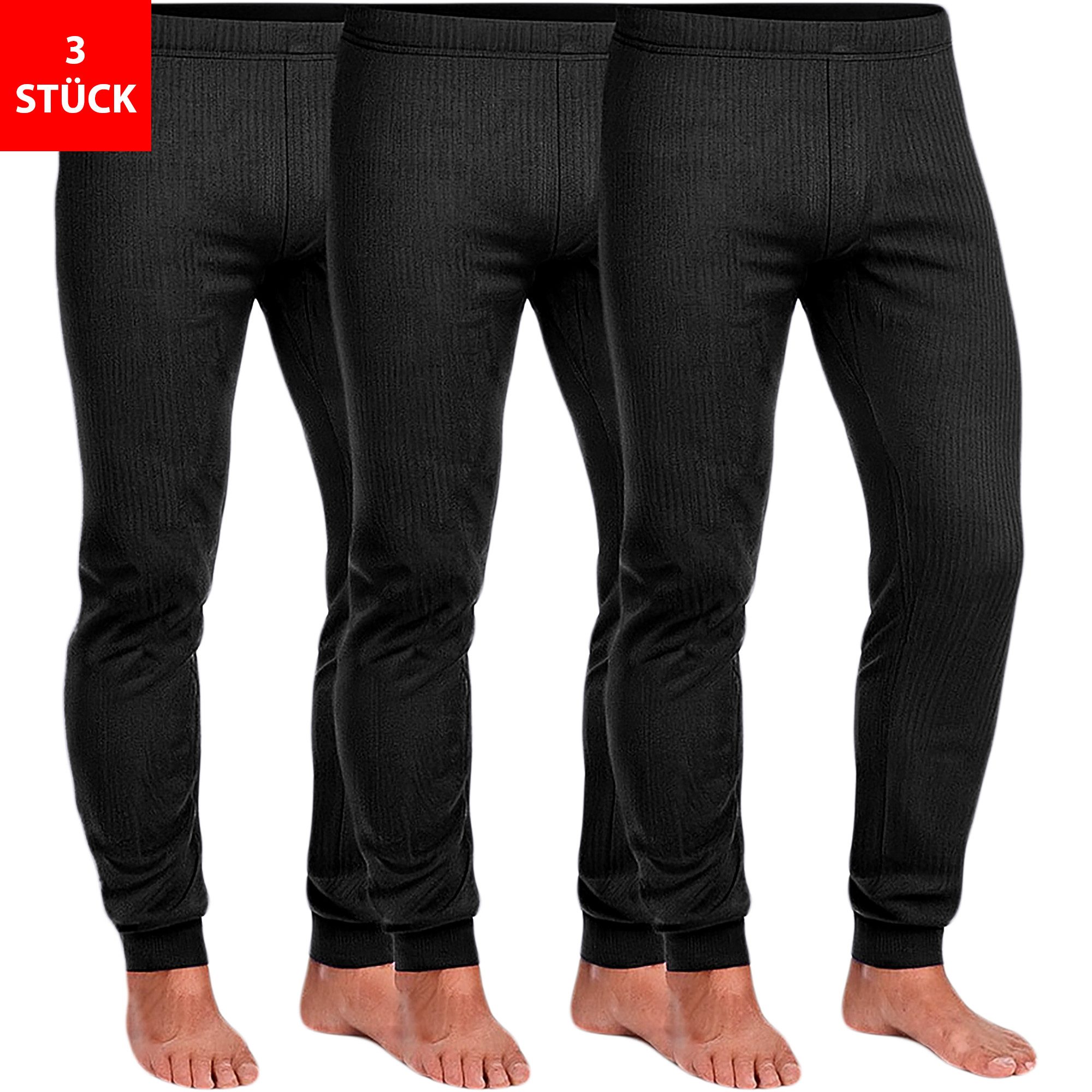 Fashionschmiede Thermounterhose Herren Thermo Hose im 3er Pack warme bequeme lange Unterhose Winter (Spar-Set, 3er-Pack) Lang anliegender, körpernaher Schnitt – für maximale Wärmeisolierung