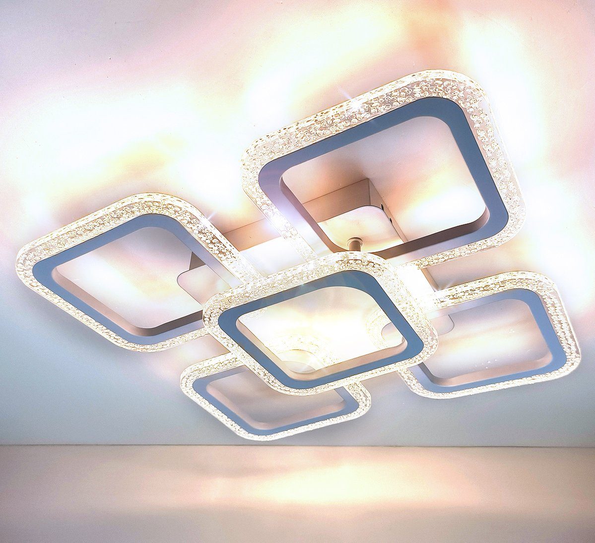 Lewima LED Fernbedienung, Farbwechsel Einstellungen 24-36W, Deckenleuchte Weiß werden glitzernd Neutralweiß / XL-XXL 55-83cm Deckenlampe per / Dimmbar Kaltweiß gespeichert, einstellbar, funkelnd groß Warmweiß