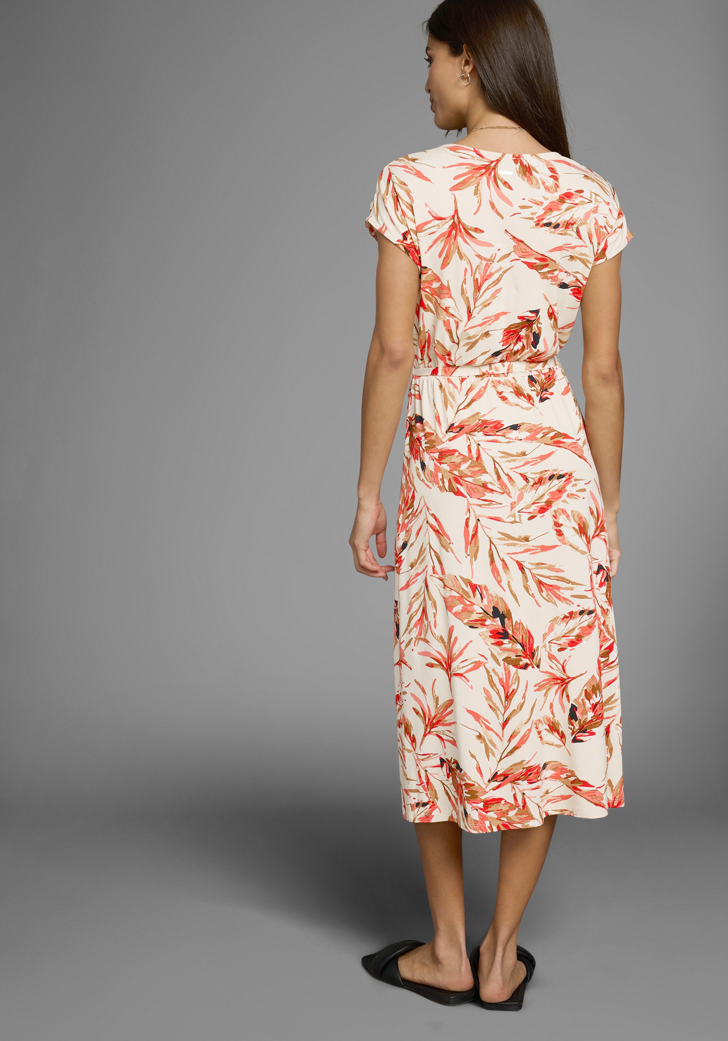 Laura Scott Sommerkleid mit tropsiche Allover-Druck und Bindeband im Bund günstig online kaufen