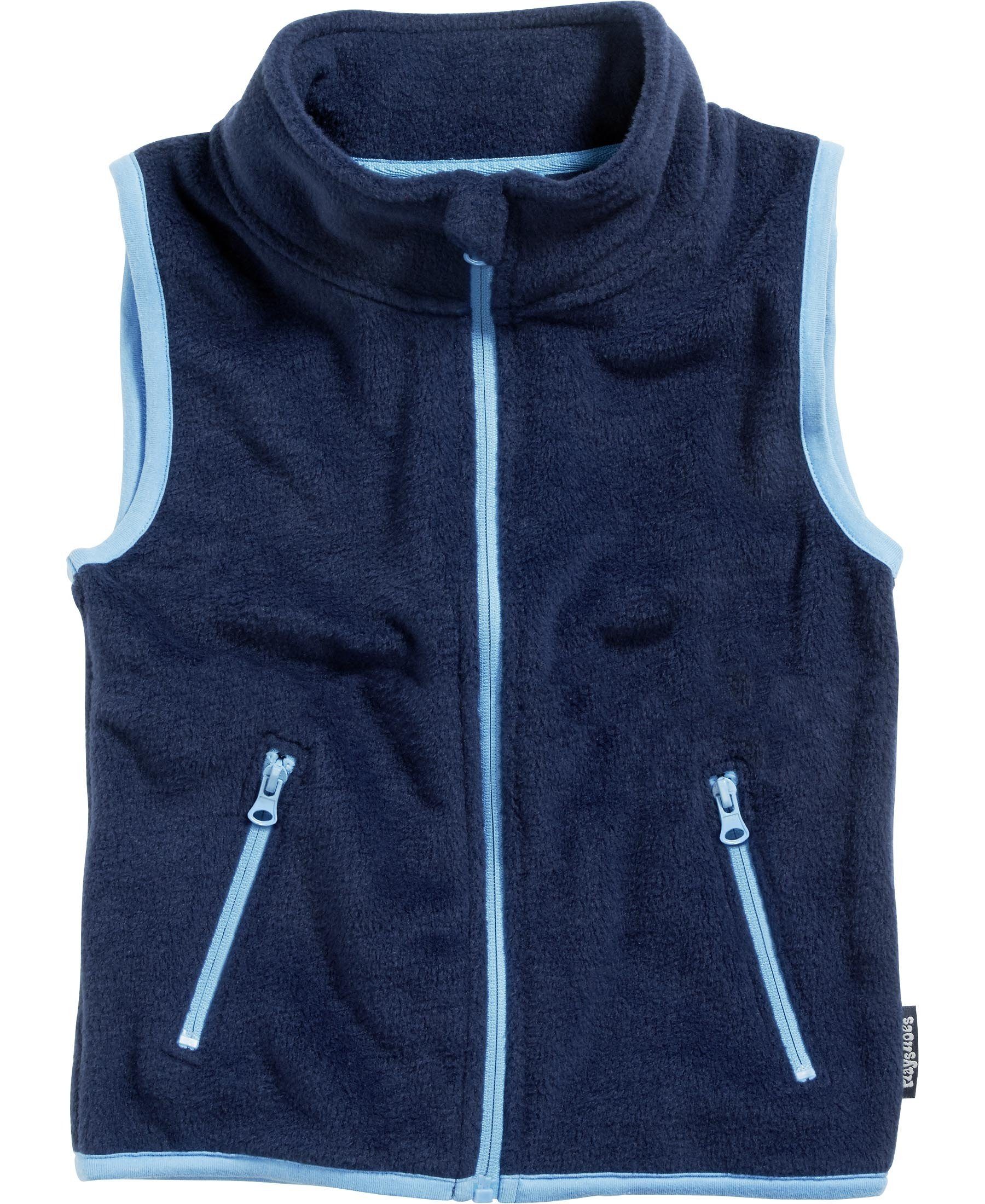Strickfleecejacke Fleece-Weste farbig abgesetzt