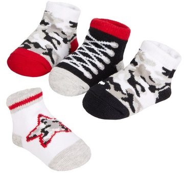 BRUBAKER Socken Babysocken für Jungen und Mädchen 0-12 Monate (4-Paar, Baumwollsocken im Camouflage-Design) Baby Geschenkset für Neugeborene in Geschenkverpackung mit Schleife