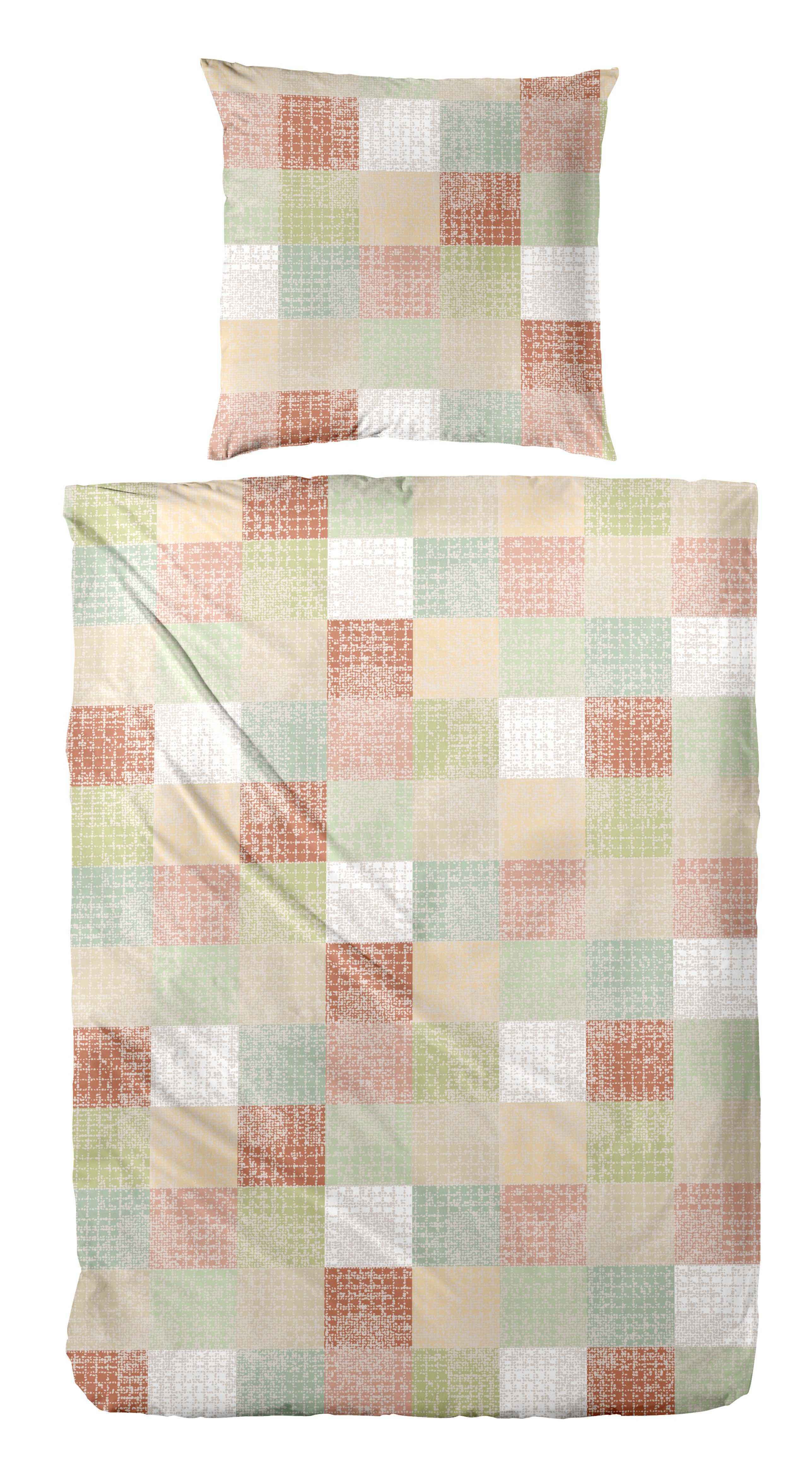 Primera Bettwäsche Biber-Bettwäsche Pixelgrid, Biber, 2 teilig, mit klassischer Karo-Optik