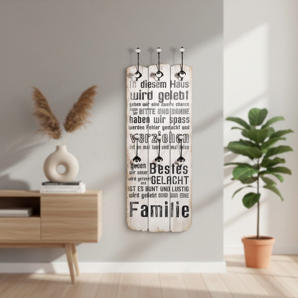 Melko Garderobe Garderobenpaneel Wandgarderobe mit 6 Haken Wandpaneel Flurgarderobe (Stück, 1 St., Stück), Unkomplizierte Befestigung an der Wand