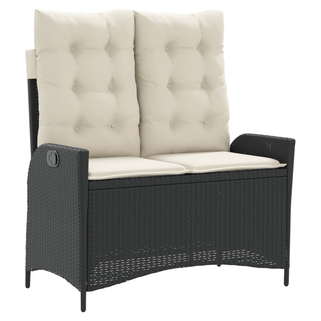 furnicato Gartenbank Verstellbar mit Kissen Schwarz Poly Rattan (1-St)