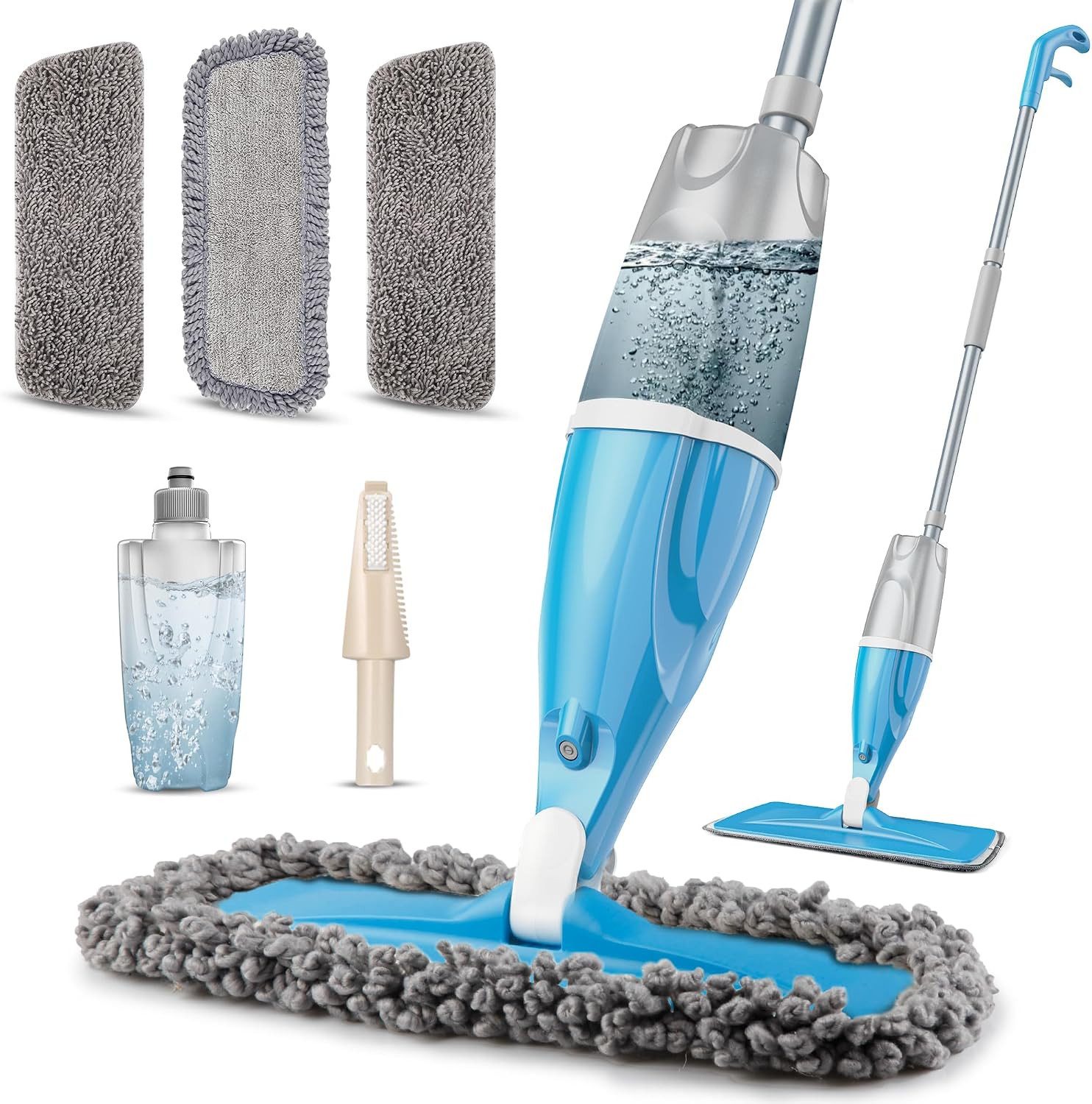 Sprühwischer Wischmopp Set mit 440ml Wassertank, Bodenwischer mit Sprühfunktion