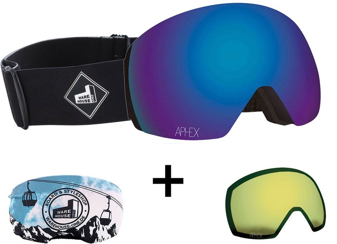 Aphex Snowboardbrille APHEX STYX THE ONE EDITION Magnet Schneebrille black strap +Glas