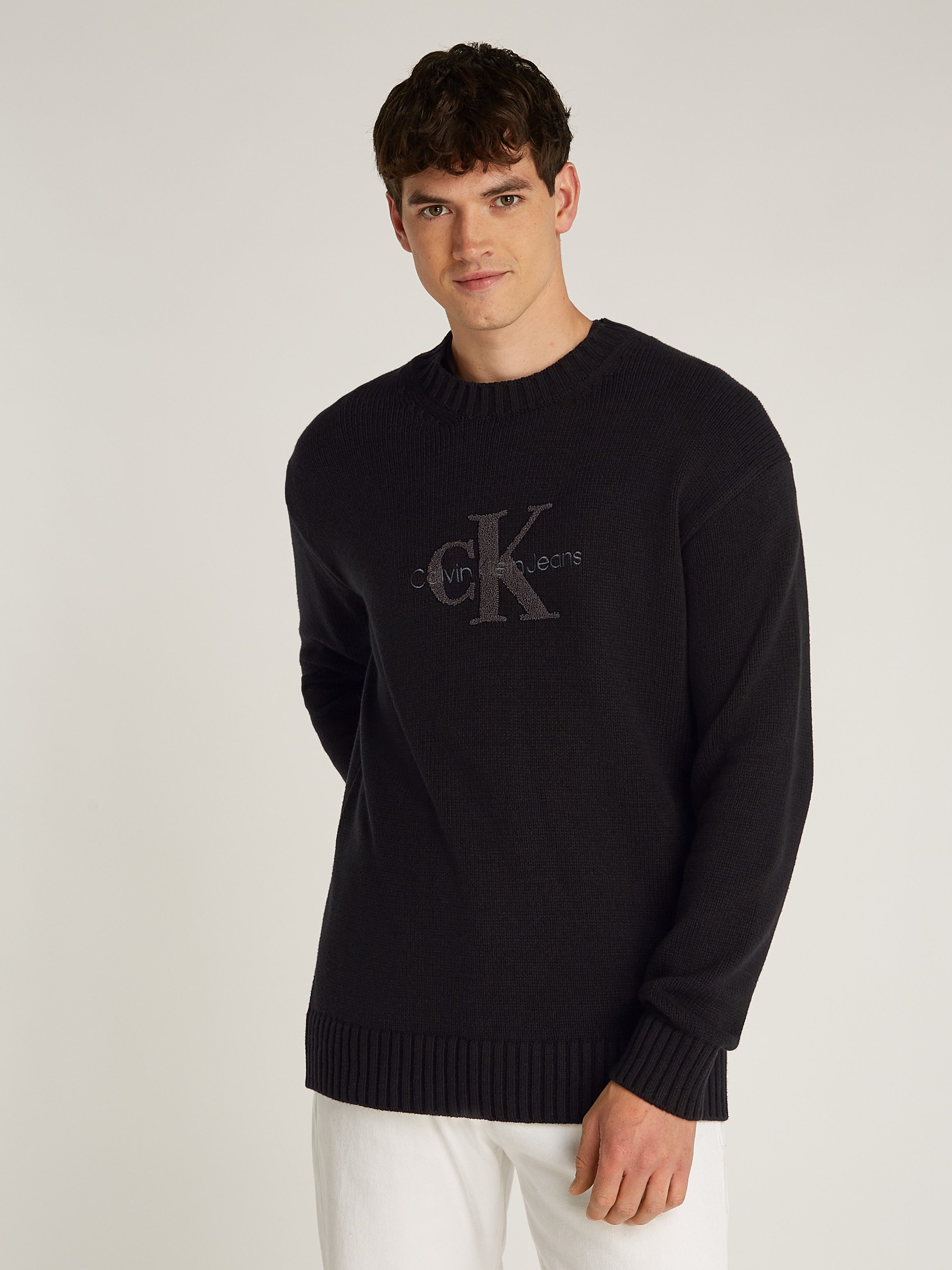 Calvin Klein Jeans Rundhalspullover CHENILLE MONOLOGO günstig online kaufen