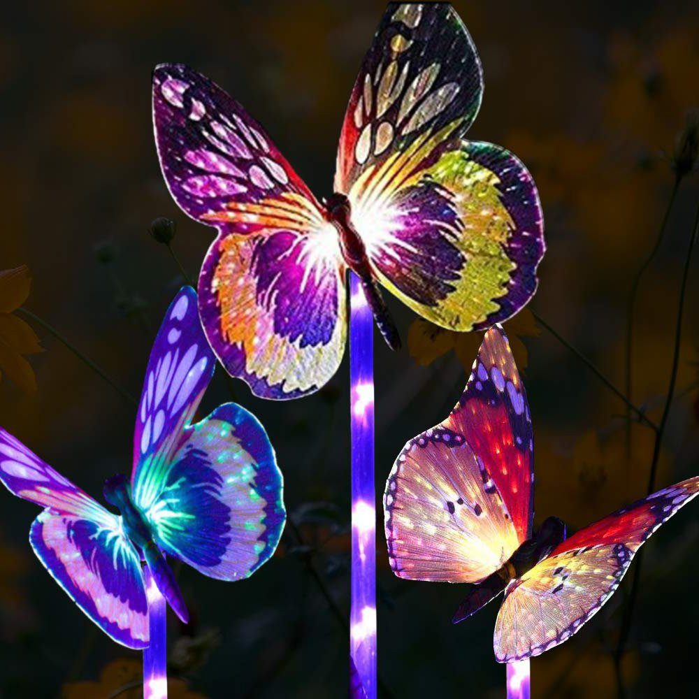 Solarlampe LED Schmetterling mit Farbwechsel 80 cm Gartenbeleuchtung Solar 