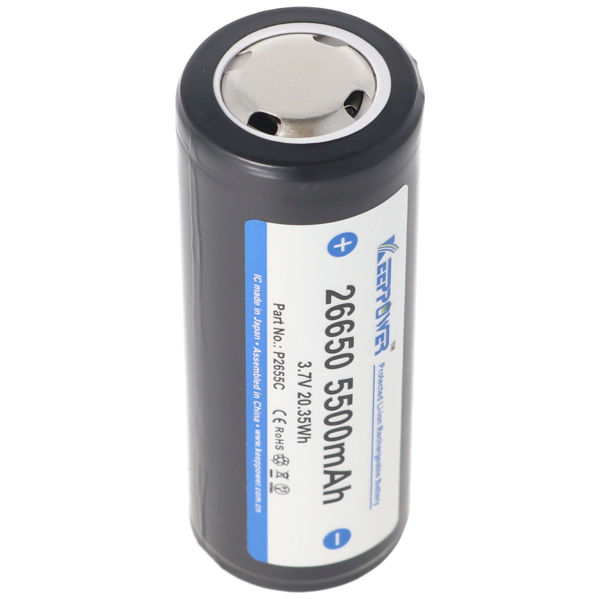 Keeppower Keeppower 26650 Li-Ion Akku 5500mAh, 3,6V bis 3,7V, Maße 69,9x26,5mm Akku 5500 mAh (3,6 V)
