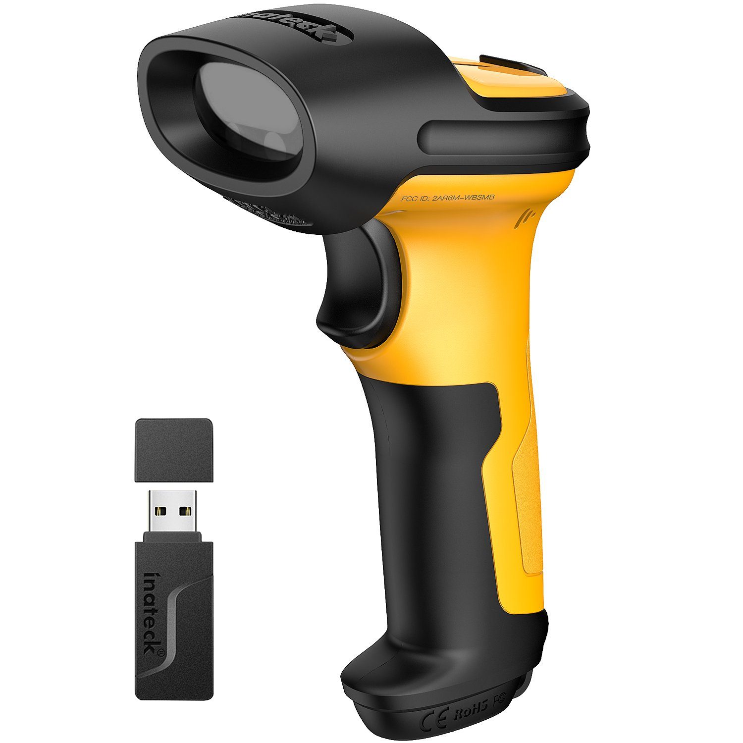 Inateck 1D Barcode Scanner Wireless 2.4GHz, 60 m Reichweite Handscanner