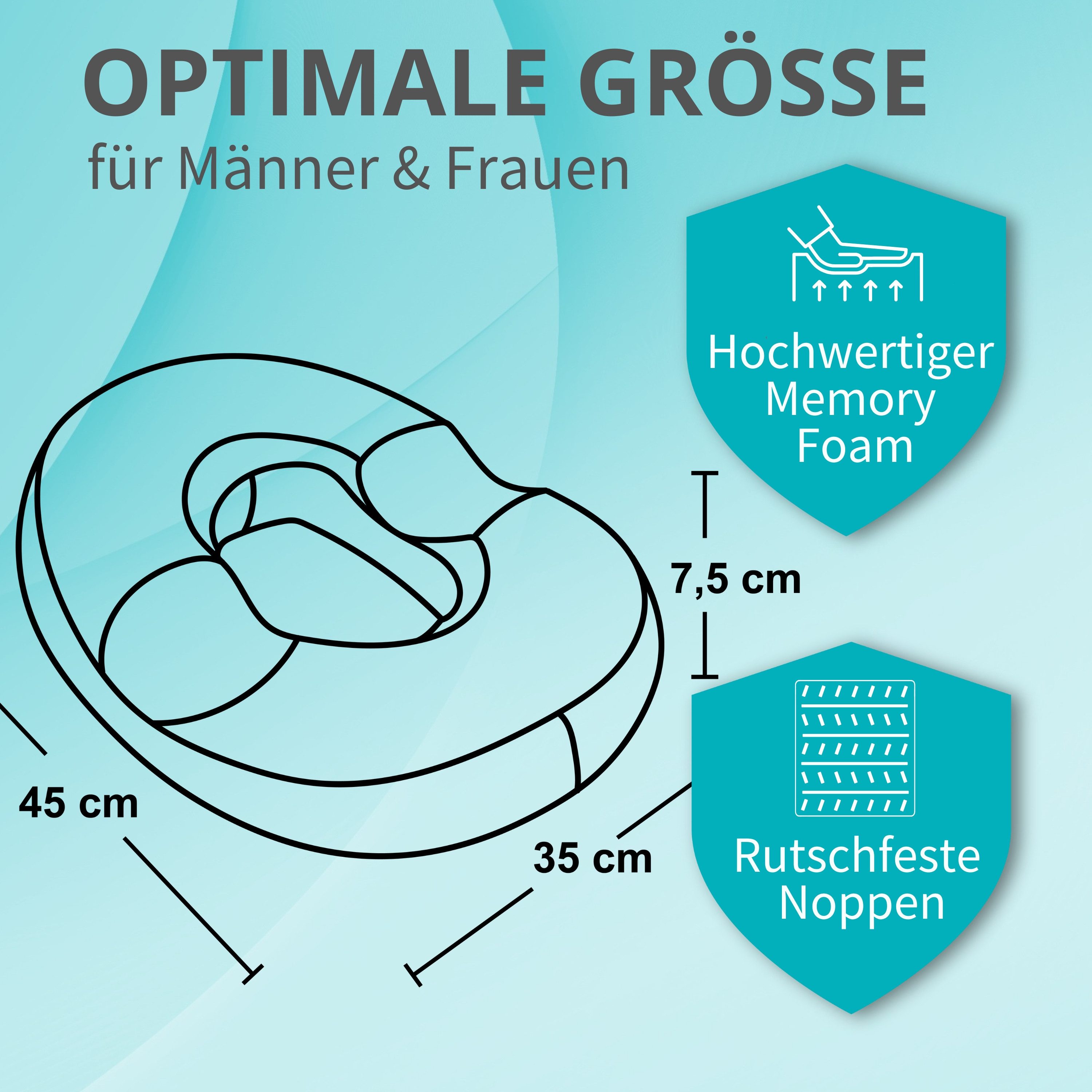 riijk Multi-Stützkissen Gel Sitzring, Donutkissen mit Spezialschaum, Gel Sitzkissen, Steißbeinkissen Ideal nach OP, Schwangerschaft & bei Hämorrhoiden, Ringkissen mit innovativer Gel-Schicht
