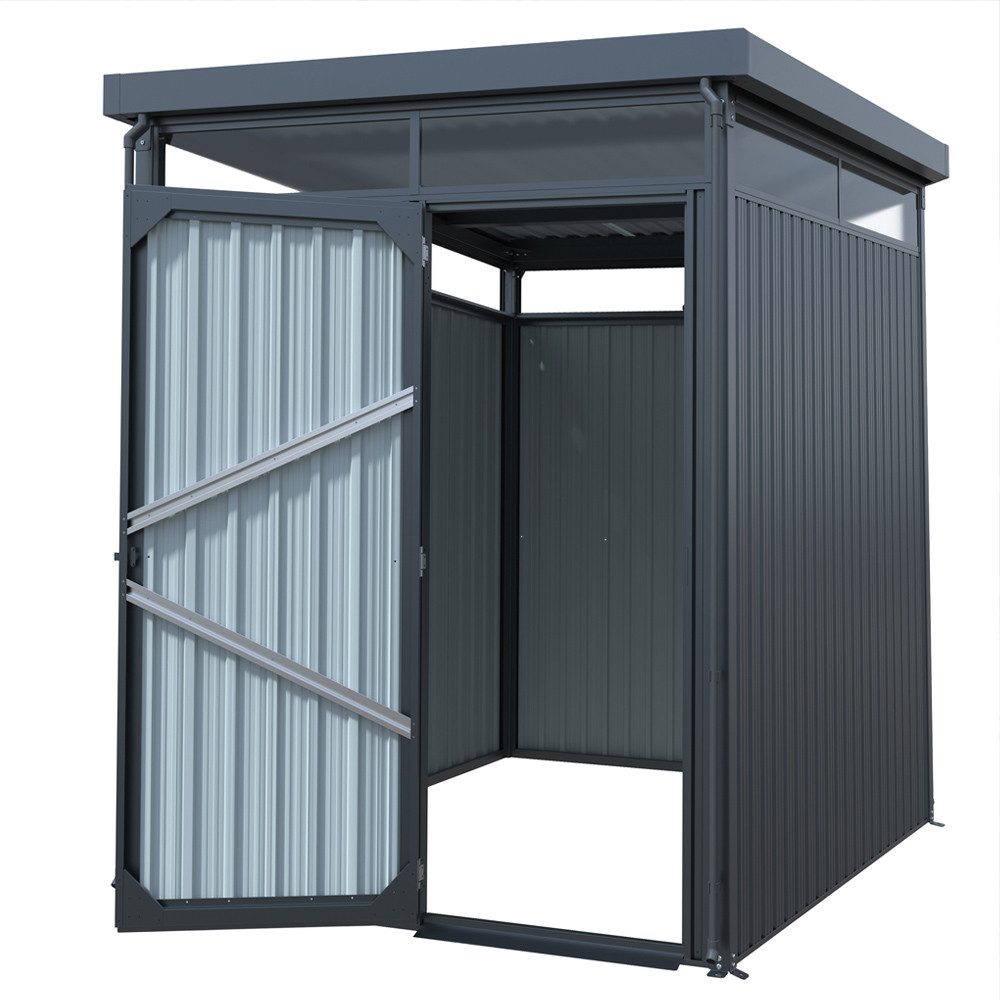 HOME DELUXE Gerätehaus LEVANTO, BxT: 204x245 cm, (mit Metallfundament), inkl. Metallfundament, 5 m², Geräteschuppen aus Edelstahl