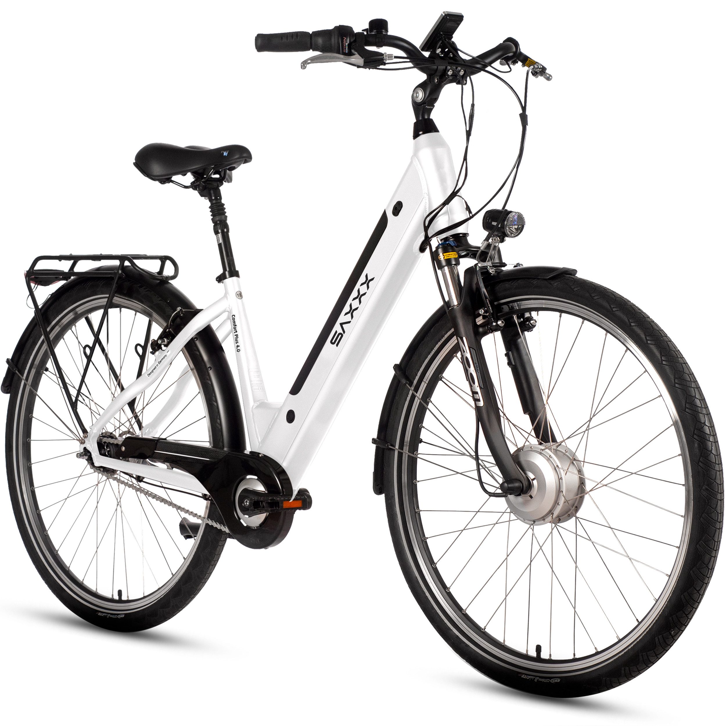 E-Bike Cityrad 28 Zoll, max.90km, Federgabel mit Lockout, Federsattelstütze, V-Bremse