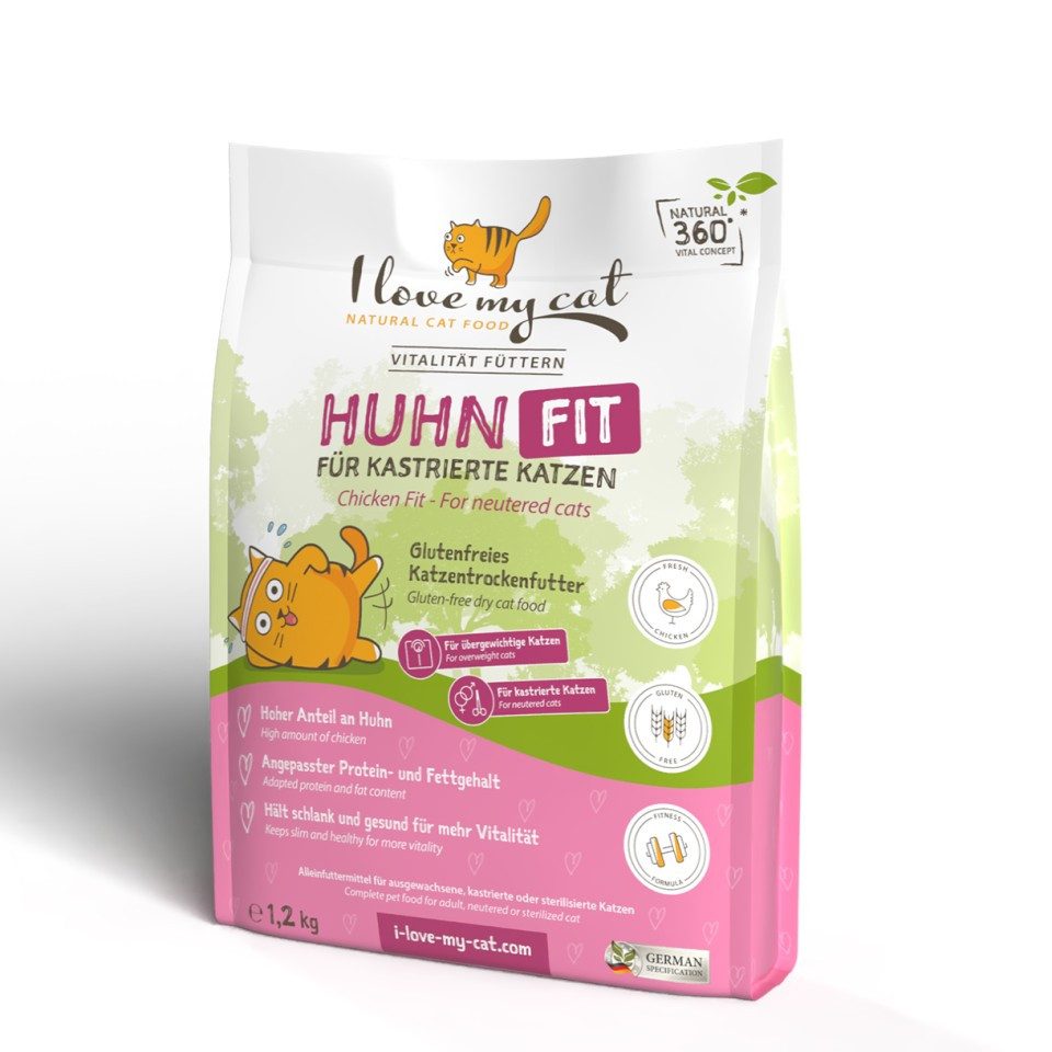 Bellfor I love my cat Sparset Trockenfutter mit Huhn für Katzen mit Übergewich, für: Katzen