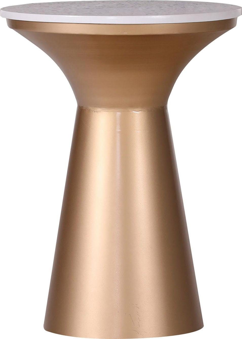 Leonique Beistelltisch Menton, mit goldfarbenem Gestell und Terazzo Platte, in elegantem Design