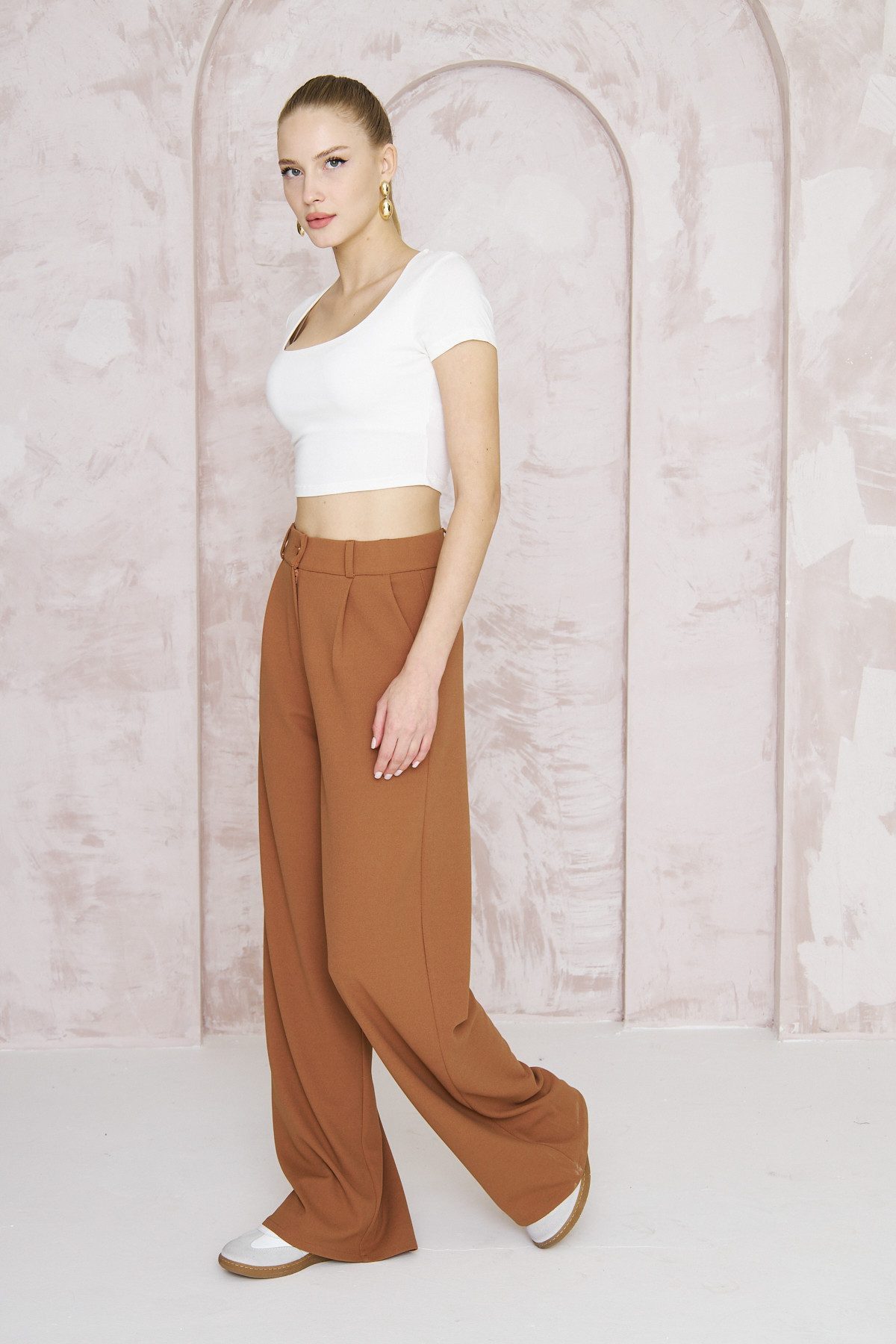 fashionshowcase Palazzohose Damen Stoffhose Marlenehose mit günstig online kaufen