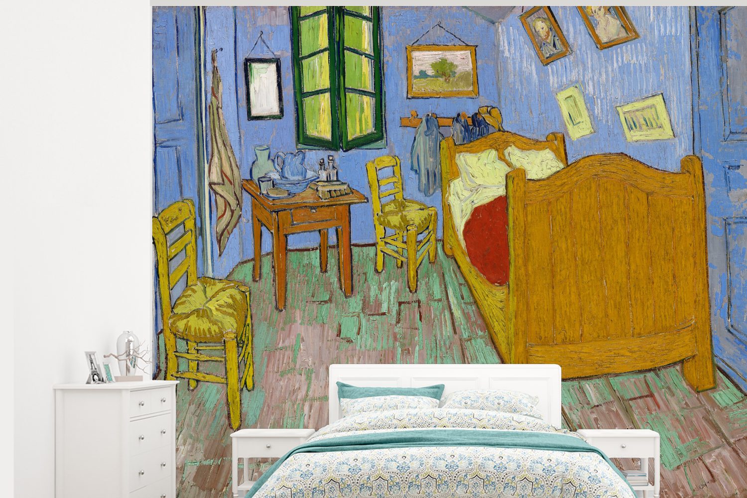 MuchoWow Fototapete Schlafzimmer in Arles - Vincent van Gogh, Matt, bedruckt, (5 St), Montagefertig Vinyl Tapete für Wohnzimmer, Wandtapete