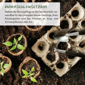 HappySeed Gartenpflege-Set Bonsai Werkzeug-Set 13-teilig mit praktischem Aufbewahrungsbeutel