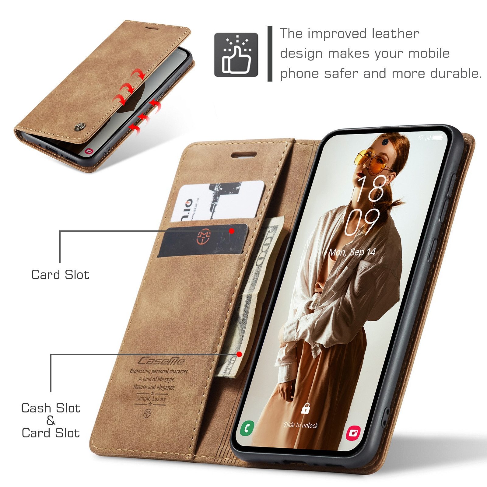 SmartUP Smartphone-Hülle für Samsung Galaxy A35 5G Klapphülle Fliphülle Tasche Case Smart Cover 6,6 Zoll, Integrierte Standfunktion, zwei Kartenfächer – Bild 4 von 5