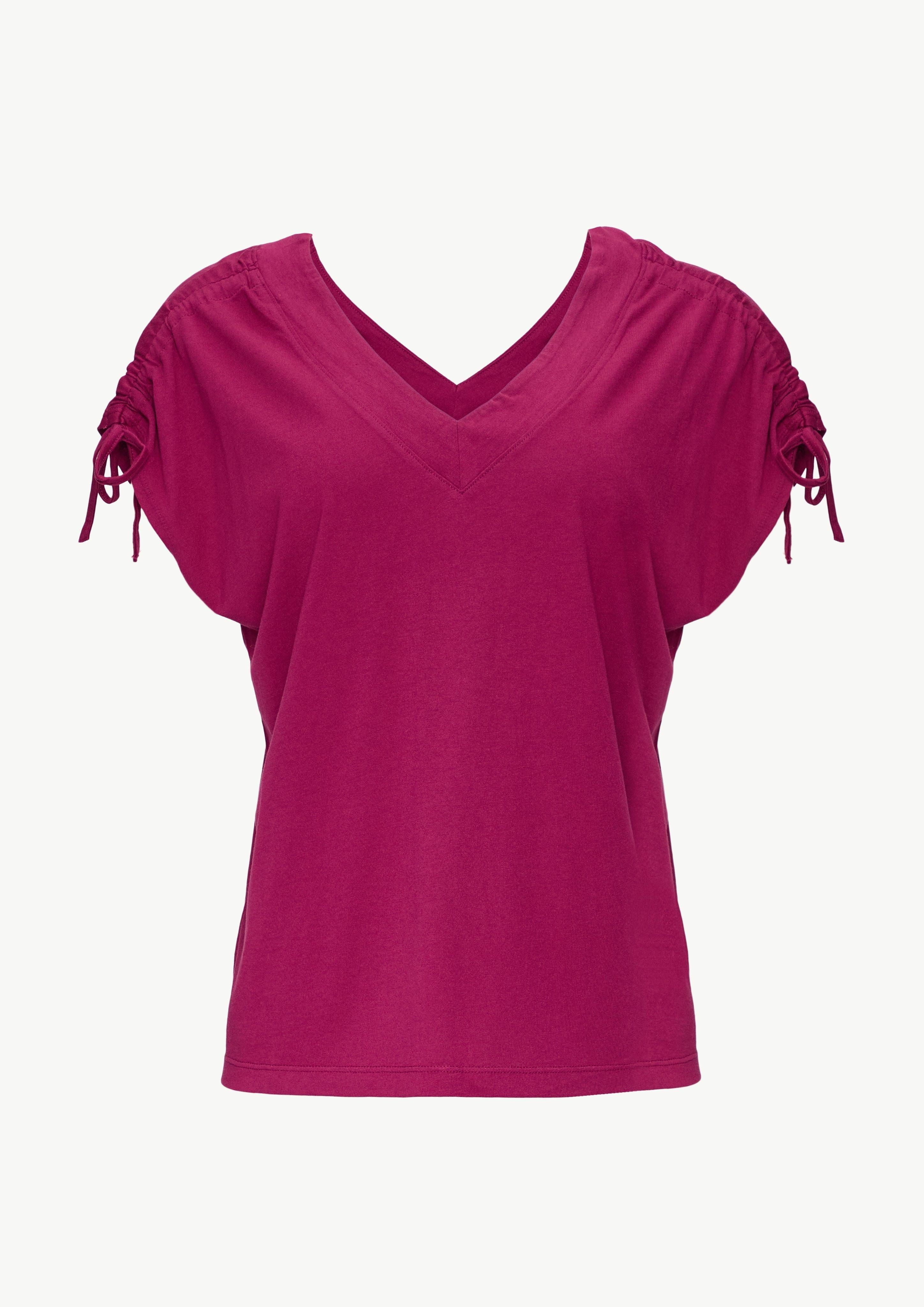 s.Oliver Kurzarmshirt V-Neck Shirt mit Raffung günstig online kaufen