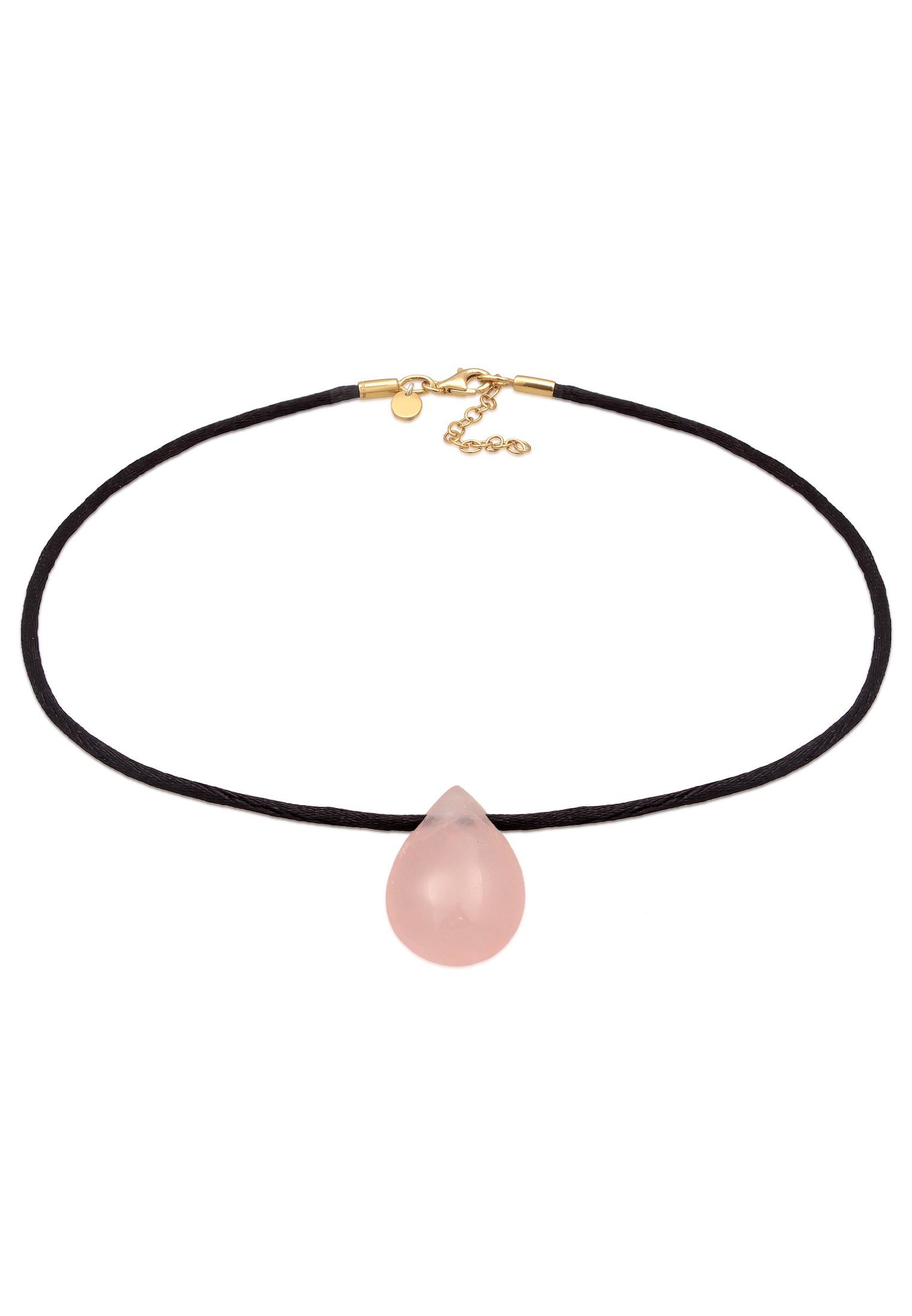 Elli Choker 925 Satin Silber Edelstein Rosa Choker Tropfen Premium Quarz