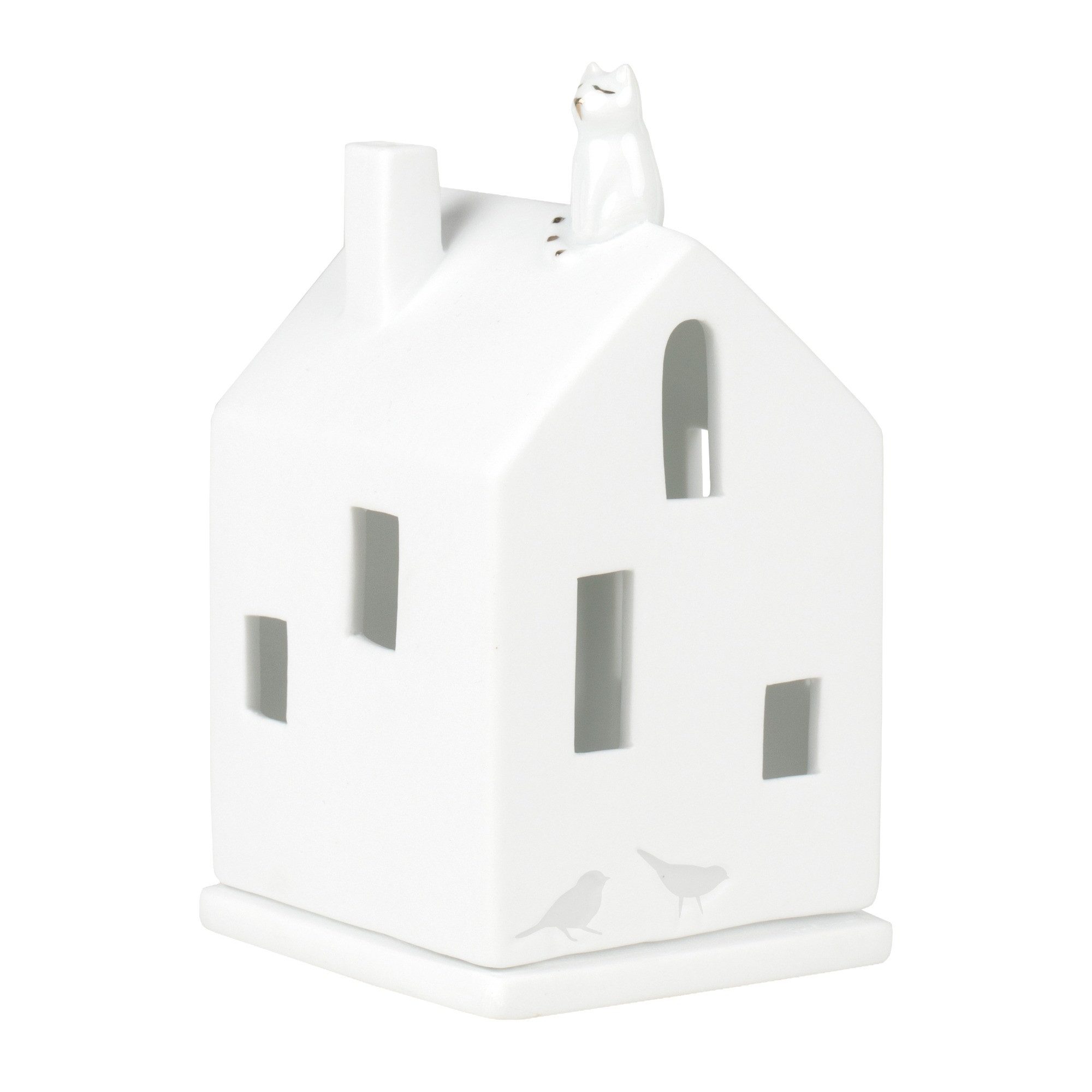 Räder Teelichthalter räder Porzellangeschichten Lichthaus Katze Weiß